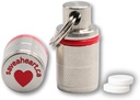 Pill Case Keychain - Small Waterproof Container for Aspirin Tablets - Medical Grade Stainless Steel Pill Fob - Portable Emergency Medicine Holder (2-Pack)