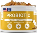 Probiotiques pour chiens - Soutien Gut & Digestive Health, Immune Support - Tous les prébiotiques nautral, fibre, enzymes pour Gut Flora - Diarrhée & Bowel Support - Bacon Flavor, 120 Chews, par Lollitin