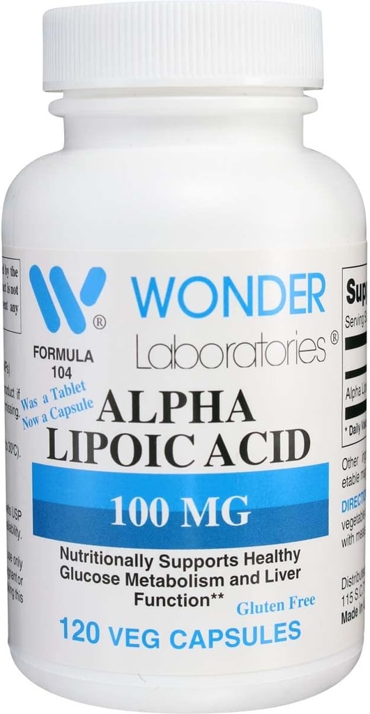 Wonder Labs Alpha Acide lipoïque 100 mg, 120 Capsules de Veg