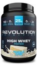 Revolution Nutrition, High Whey, poudre de protéines 2LB, sans gluten, masse musculaire maigre pour les hommes et les femmes, 25g de protéines par scoop, 907 g, 24 portions (Cake de vanille, 2 livres)