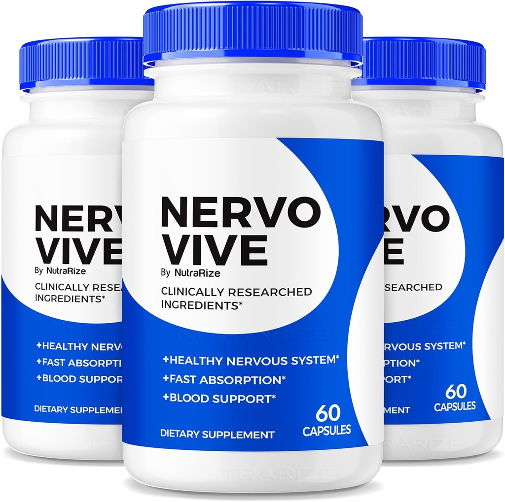 (Pack de 3) NervoVive – Formule originale de soutien de la santé Nervo Vive Nerve, Total Nerve Care with Natural Ingredients for Comfort & Signal Function.
