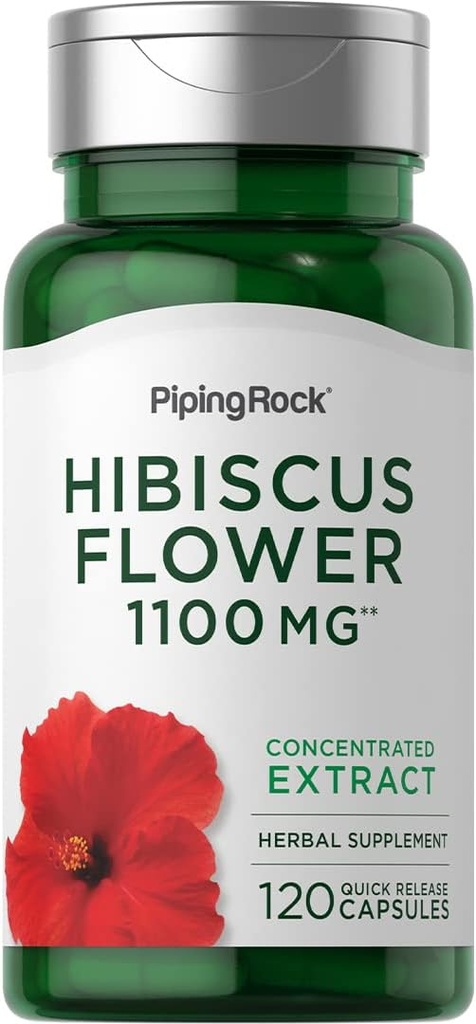 Piping Rock Hibiscus Flowers 1100 mg | 120 Capsules | Concentrated Extract | Herbal Supplement | Non-GMO, Gluten Free