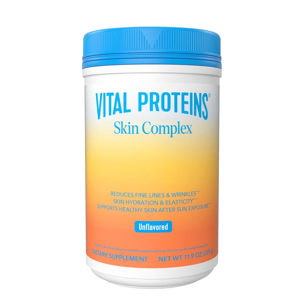 Protéines vitales Peptides de collagène pour les femmes - 20g Collagène hydrolysé, vitamine C, acide hyaluronique, réduire les fines lignes et les rides, Verisol et Holimel - Supplément complexe de peau, non aromatisé 11,9 oz Poudre