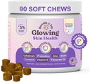 Bundle x Joy Glowing Skin and Coat Supplement for Dogs, 90 Chews Soft, Probiotics for Dogs with Colostrum, Omega 3 Fatty Acids, Salmon Oil, and Turmeric, soutient les allergies saisonnières et l'Itchiness