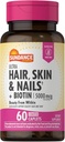 Sundance Cheveux, peau et ongles Vitamines : 5000 mcg 60 Caplets enduits avec biotine et collagène Supplément sans OGM et sans gluten