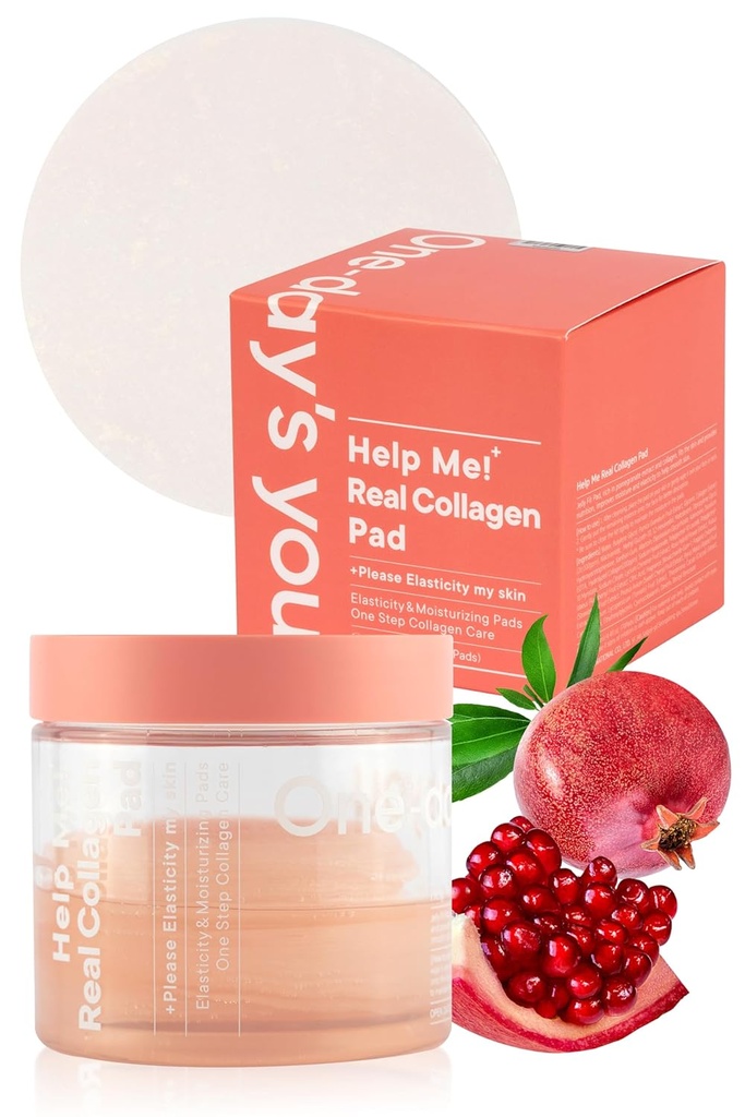 ONE-DAY’S YOU Help Me! Real Collagen Pads | Skin Firming & Moisturizing | Elasticity Care for Daily Use | 70 Pads | Korean Skincare for Firm & Youthful Skin