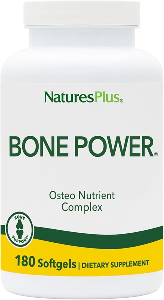 Natures Plus Bone Power with Boron - 1000 mg Calcium, 180 Softgels - Bone & Joint Support Supplément, Calcium liquide pour absorption maximale - Sans lait, sans gluten - 45 portions