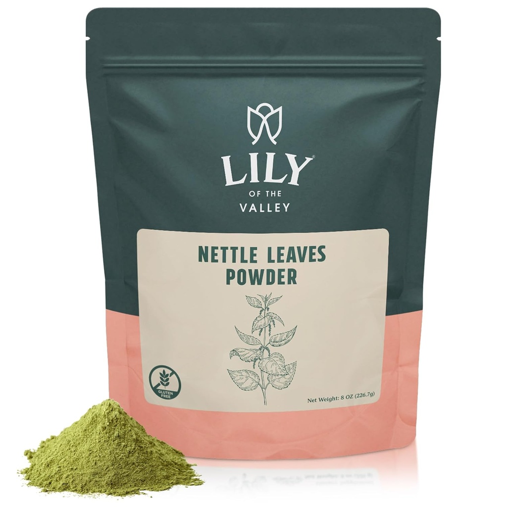 LILY OF THE VALLEY Nettle Leaf Powder - Doucement séché et broyé - 100% naturel Sting Nettle - Ideal Addition to Recipes - Vegan & Gluten-Free - emballé dans une poche refermable (8oz, 226g)