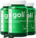 Goli SuperGreen Vitamine Gummy - 180 Compte - Vitamines et minéraux essentiels - à base végétale, végétalien, sans gluten et sans gélatine - Santé de l'intérieur, boîte de 3