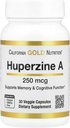 Huperzine A by California Gold Nutrition - Soutien de la mémoire et de la fonction cognitive - Promotion de niveaux sains d'acétylcholine - Vegan Friendly - Sans gluten, sans OGM - 250 mcg - 30 Capsules de Veggie