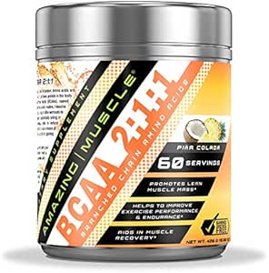 Amazing Muscle BCAA 2:1:1 Supplément à la chaîne ramifiée Amino Acides de 6000 Mg par service