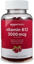 Bases Vitamine B12 3000 mcg Gommies, Production d'énergie normale et métabolisme, Support du système immunitaire, Framboise, 100 Compte (2 par portion) (précédemment Solimo)