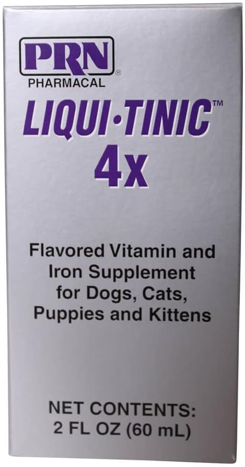 Liqui-Tinic 4x supplément de vitamines et de fer pour chiens, chats, chiots et chatons, 2 oz.