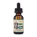 Vitamine D3 K2 5 000 UI gouttes liquides (5 000 UI de D3 et 200 mcg de 99,9 % de K2 MK-7 breveté tout trans (K2Vital)) Max Absorption gouttes liquides Vitamine D (30 portions) par double bois