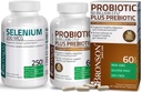 Bronson Probiotique 50 milliards CFU + Prébiotique avec des polyphénols de pomme et extrait de fruits d'ananas + Sélénium 200 Mg pour système immunitaire, thyroïde, prostate et santé cardiaque