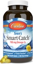 Carlson - Teen's Smart Catch, 700 mg Oméga-3s, Développement cognitif, Fonction cérébrale et soutien de la vision, Citron, 180 Softgels