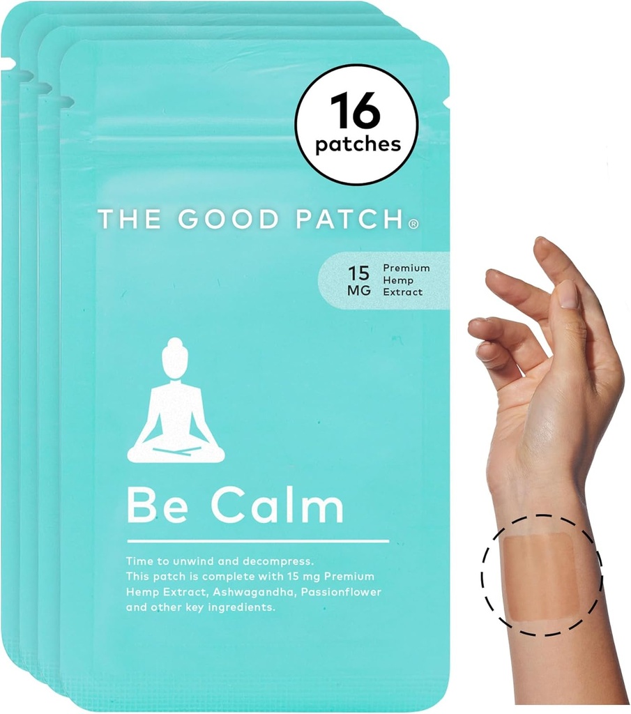 Le bon patch être calme patch avec le chanvre, un vent + décompress, naturel patch avec extrait de chanvre, racine d'Ashwagandha, Passionflower, phyto Powered Wearable Wellness, libération soutenue (16 Patches totales)
