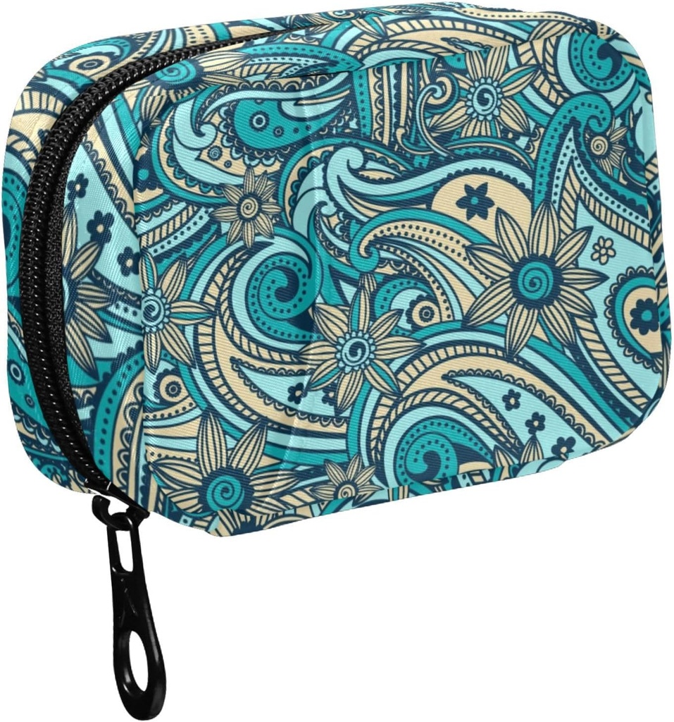 Fustylead Beautiful Vintage Paisley Pill Organizer Travel Portable Zipper Cloth Bag pour la détention de suppléments hebdomadaires Vitamines et huiles de poisson