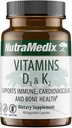 NutraMedix Vitamine D3 et K2 Supplément de soutien immunitaire pour les femmes et les hommes - Aide à la santé cardiaque - Peut aider au métabolisme du calcium (90 capsules)