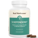 Real Mushrooms 5 Defenders - Complexe de champignons adaptogènes avec Chaga, Reishi, Turquie Tail, Maitake & Shiitake pour le bien-être - Mushroom Beta Glucan Capsules - 90 Compte