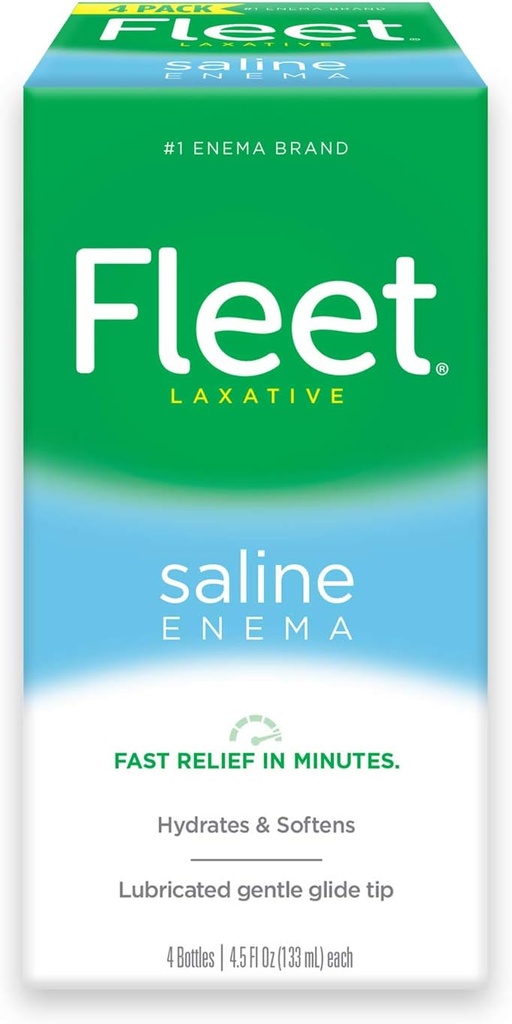Fleet Laxative Saline Laema pour Constipation Adulte, 4,5 fl oz, 4 bouteilles