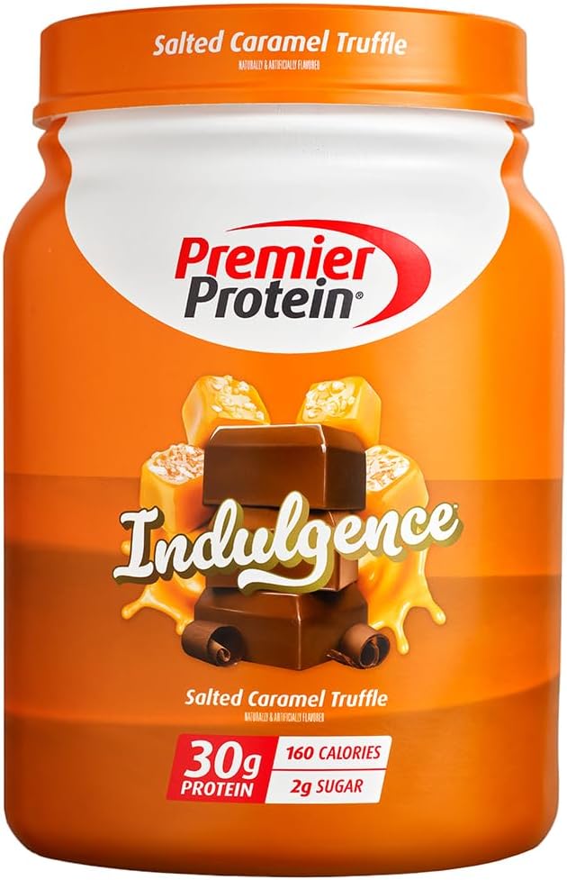 Premier Indulgence de protéines Poudre de protéines, Truffe de caramel salée, 30g de protéines, 3g de sucre, sans gluten (17 portions)