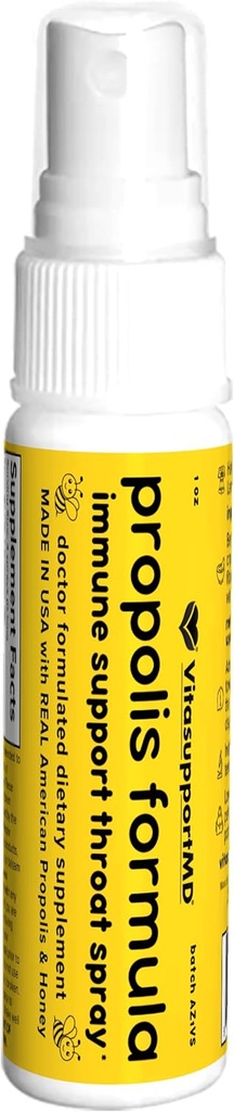 VITASUPPORTMD Propolis Formula Throat Spray - Doctor Formulé, Fabriqué aux États-Unis pour le support immunitaire avec des antioxydants naturels, 1 fl oz
