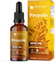 Gouttes d'extrait de propolis - Teinture de propolis 2040mg Supplément à base de plantes liquides Absorbe mieux que les capsules, 1 mois d'approvisionnement, 84 portions, Teinture sans alcool - 2 Oz, boîte de 1