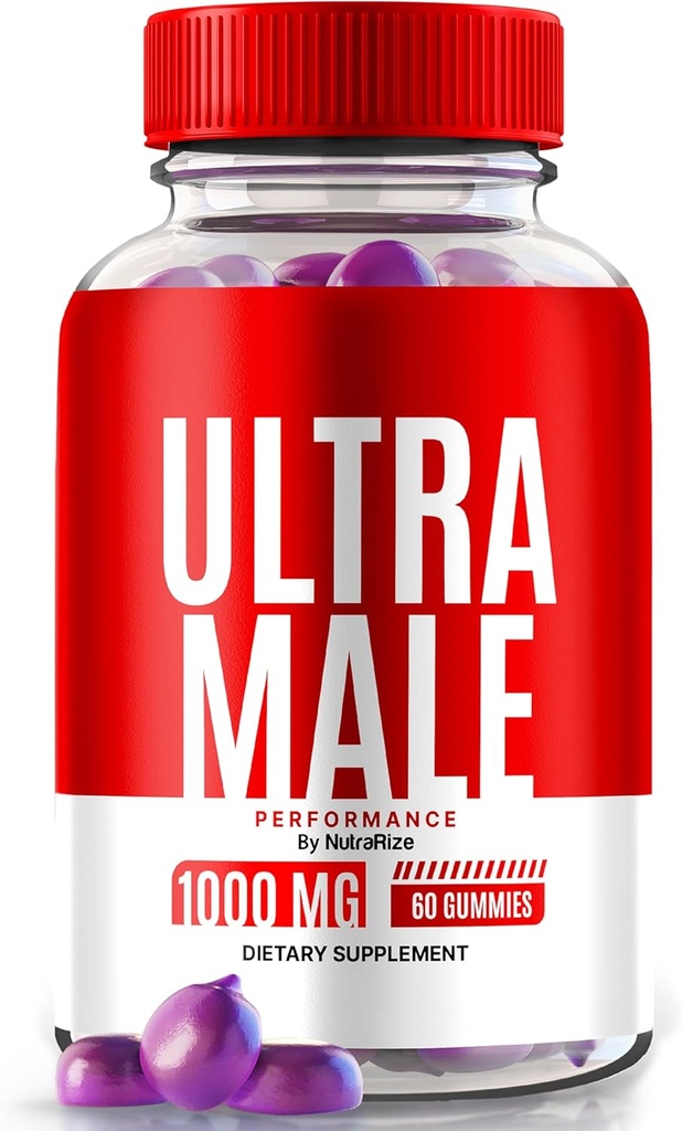 NutraRize Ultra Homme Gommies 1000 MG, Gommies Vitamine, Supplément tout naturel pour stimuler la performance quotidienne et la santé globale, Avis officiels UltraMale (60 Gommies)