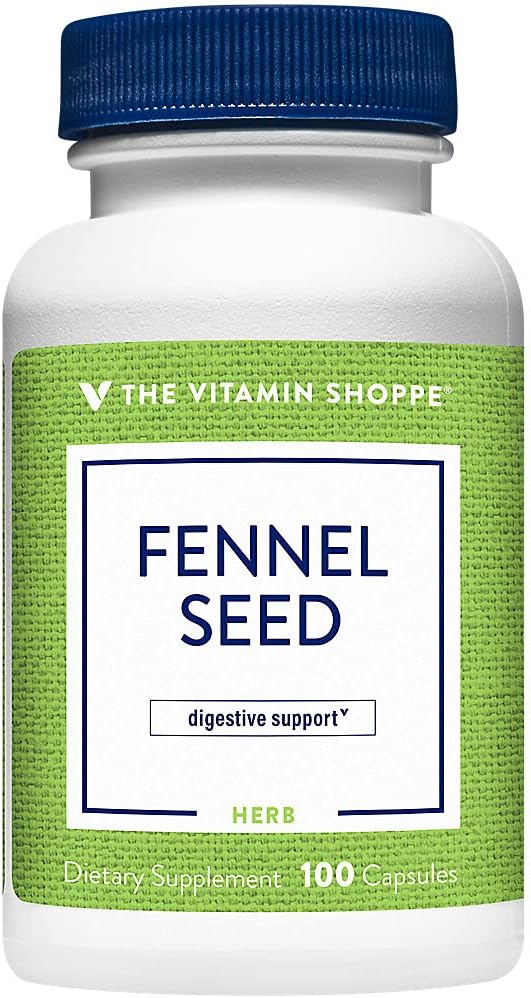 La vitamine Shoppe Fennel Seed 480MG (Foeniculum Vulgare Seed), supplément à base de plantes pour le soutien digestif et la santé intestinale (100 capsules)