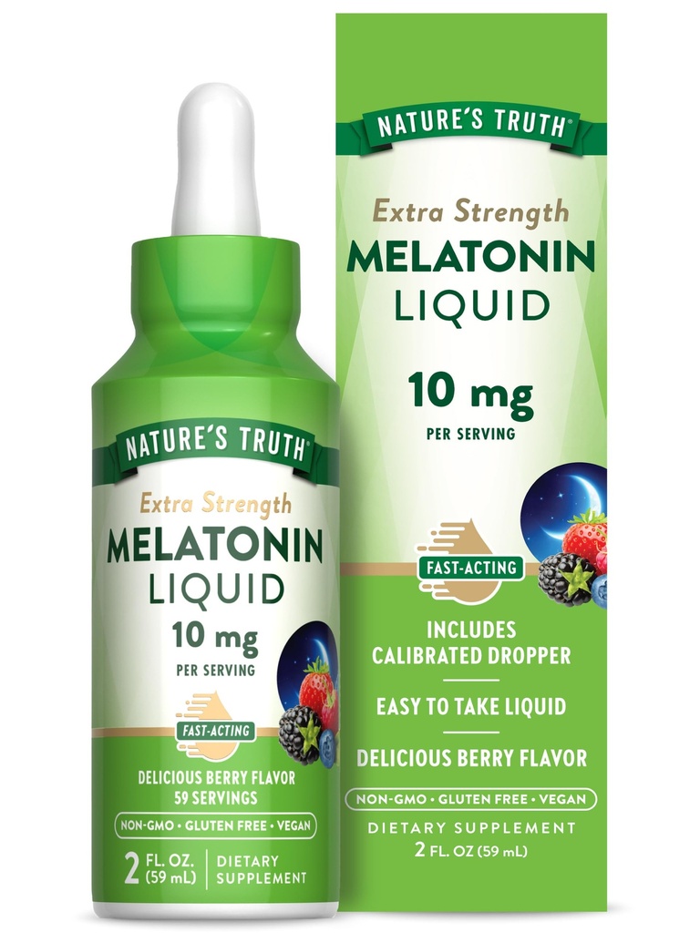 La vérité de la nature Melatonine liquide de 10 mg de 2 fl oz Force maximale pour les adultes