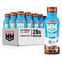 Lait musclé Zéro Protein Shake, Chocolat, 20g Protéines, Zéro Sucre, 100 Calories, Calcium, Vitamines A, C & D, Fibre de 4g, Snack énergétique, Récupération d'entraînement, Emballage Mai Vary, 11.16 Fl Oz (paquet de 12)