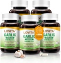 Lovita Odorless Capsules d'ail, 5000mg équivalent d'ail frais, extrait d'allicine 1,25%, soutient le cœur, la pression artérielle, le cholestérol et le système immunitaire, non-OGM, sans gluten, 300 capsules végétaliennes