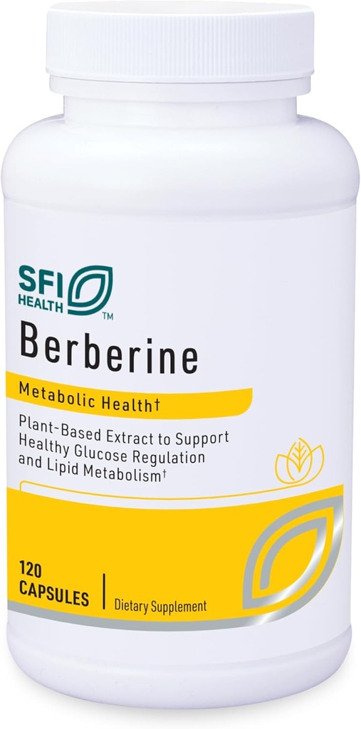 Klaire Labs SFI Health Berberine HCI 500mg - Supplément Berberine - Sans gluten, hypoallergénique (120 capsules)