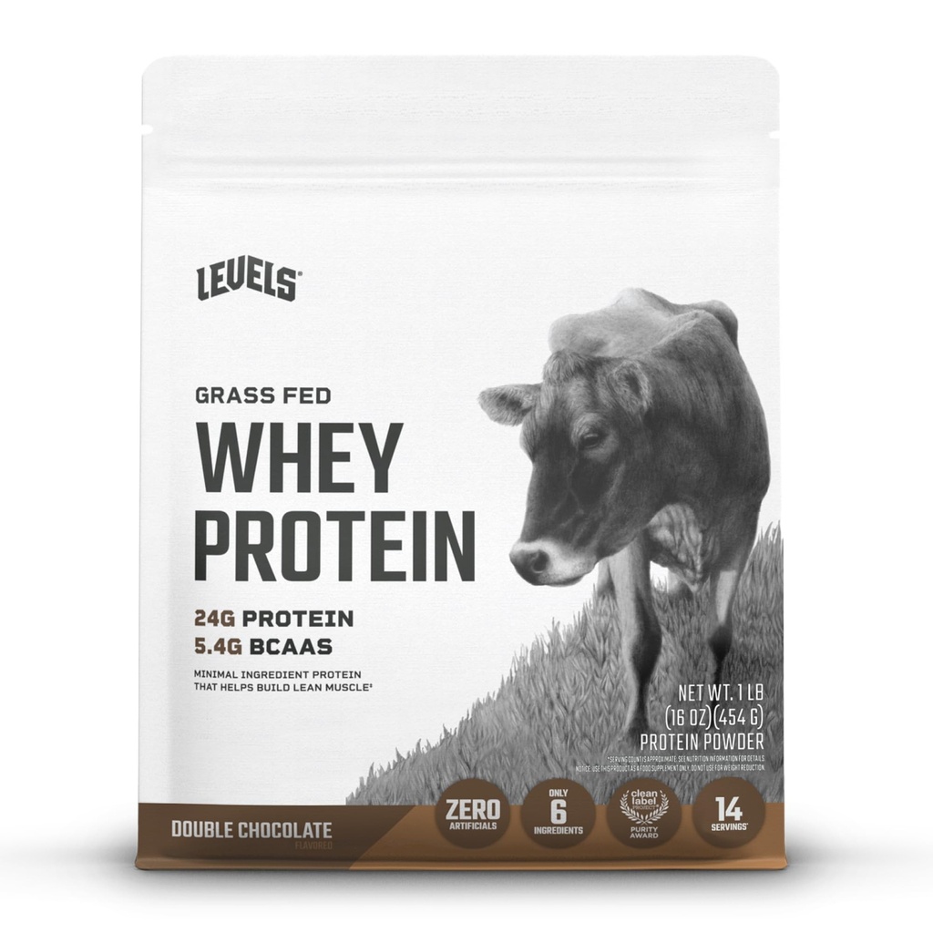 Niveaux Poudre de protéines de lactosérum, sans artificiel, 24G de protéines, chocolat double, 1LB