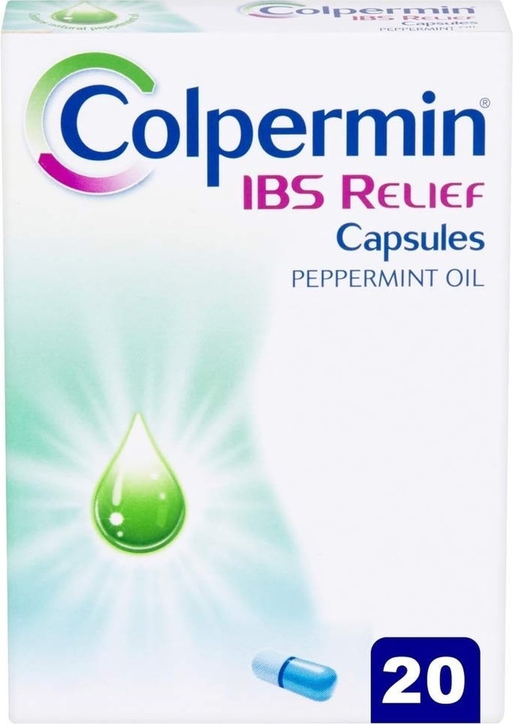Colpermin Capsules d'huile de menthe poivrée 20 Capsules pour le syndrome de Bowel irritable