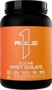 Règle 1 Isolation claire de lactosérum - 20g Protéines isolates tout-whey, plus de 9g d'AAE, 300mg de minéraux électrolytes, 90 calories, léger, croustillant et goût rafraîchissant (27 portions, mangue de pêche)