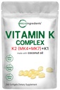 Complexe Super Vitamine K (K2 MK7 + MK4 & K1), 360 Adoucisseurs d'huile de noix de coco, Vitamines K facilement absorbées, Complexe actif de ménaquinone