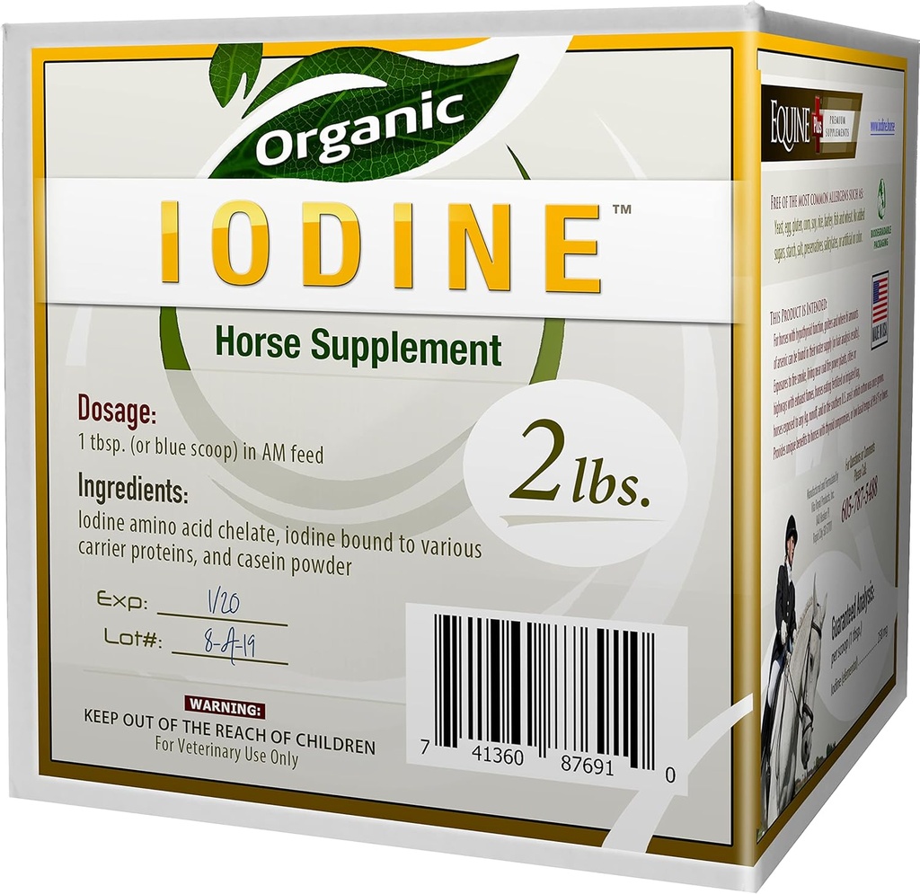 Iodine biologique 2 lbs. - Supplément nutritionnel pour chevaux, animaux - avec 18 acides aminés