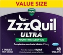 ZzzQuil ULTRA, Aide au sommeil, Doxylamine Succinate 25mg, Aide au sommeil pour les adultes, Aide au sommeil nocturne, 48 comprimés