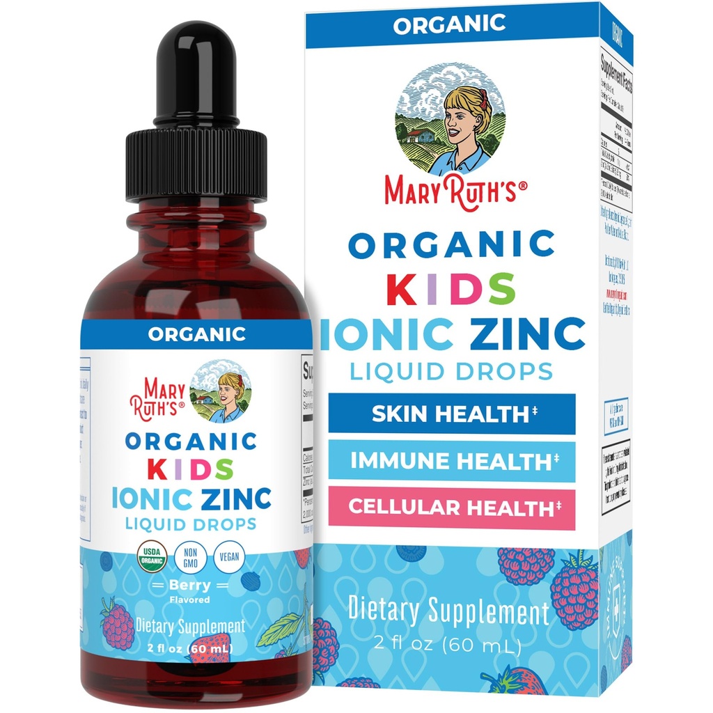 MaryRuth Organics Zinc Supplément pour le soutien immunitaire, Supplément de soutien immunitaire pour les enfants, 4-13 ans, Zinc Sulfate, Vegan, USDA Organic, Glycerin Based, 2 Fl Oz