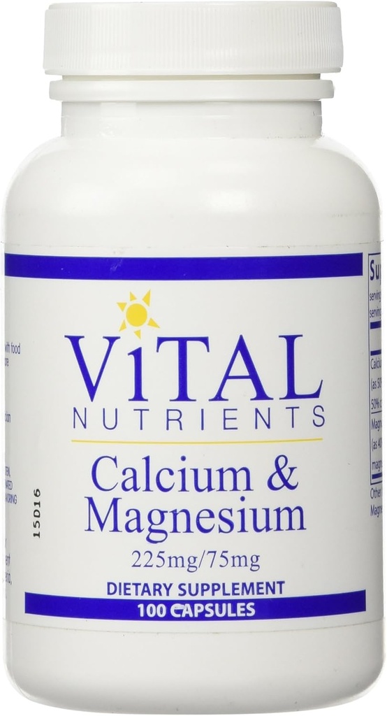 Éléments nutritifs vitaux Calcium Magnésium Vitamines, 225mg/75mg, 100 Compte