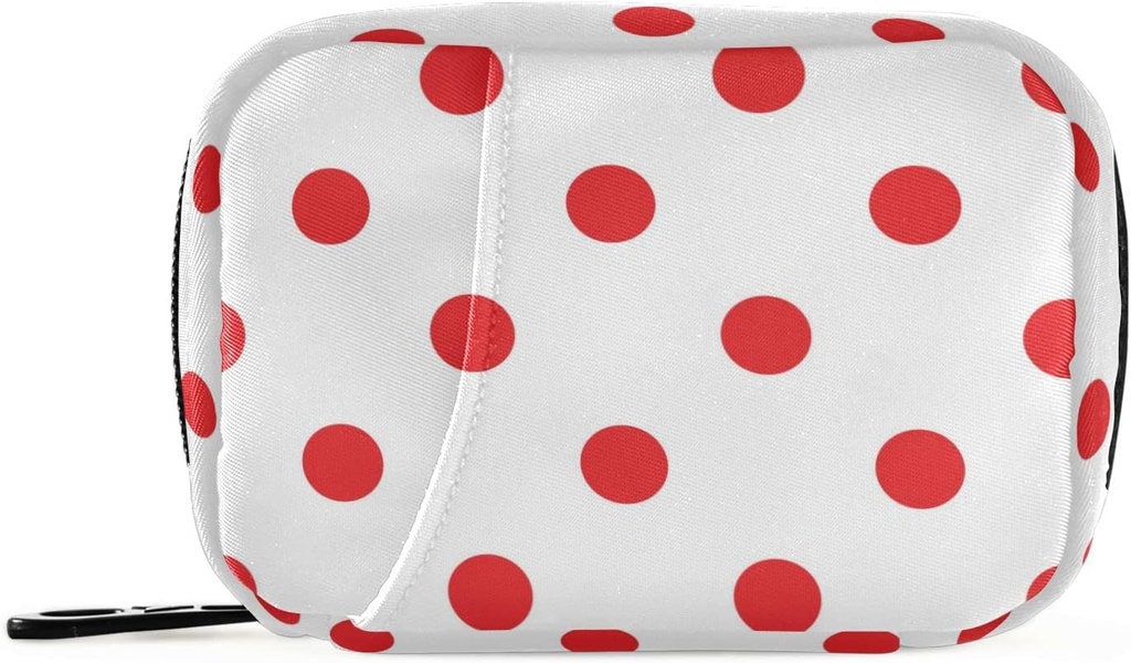 Naanle Rouge et blanc pois Pill Box 7 Day Case Bag Organisateur de voyage avec zipper Portable Weekly Taille compacte pour support de supplément de vitamine A points Rouge 4,6 x 3,14 x 1,88 pouce 0,12 kg