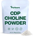 Purisure CDP Choline Powder, 10g, CDP Choline Suppléments qui soutiennent l'attention, la concentration et l'énergie, Citicoline Powder pour la fonction cognitive, augmente la motivation et la productivité, 40 services