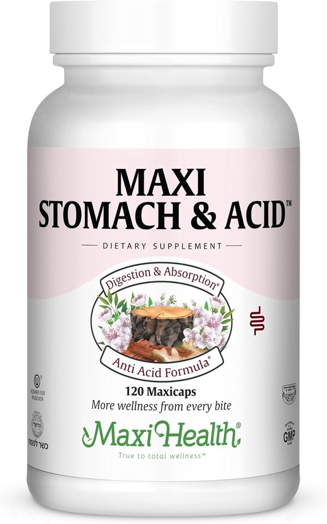 Maxi Health Stomach Anti Acid Support Capsules Full Spectrum, 120 Compte - Casher pour la Pâque