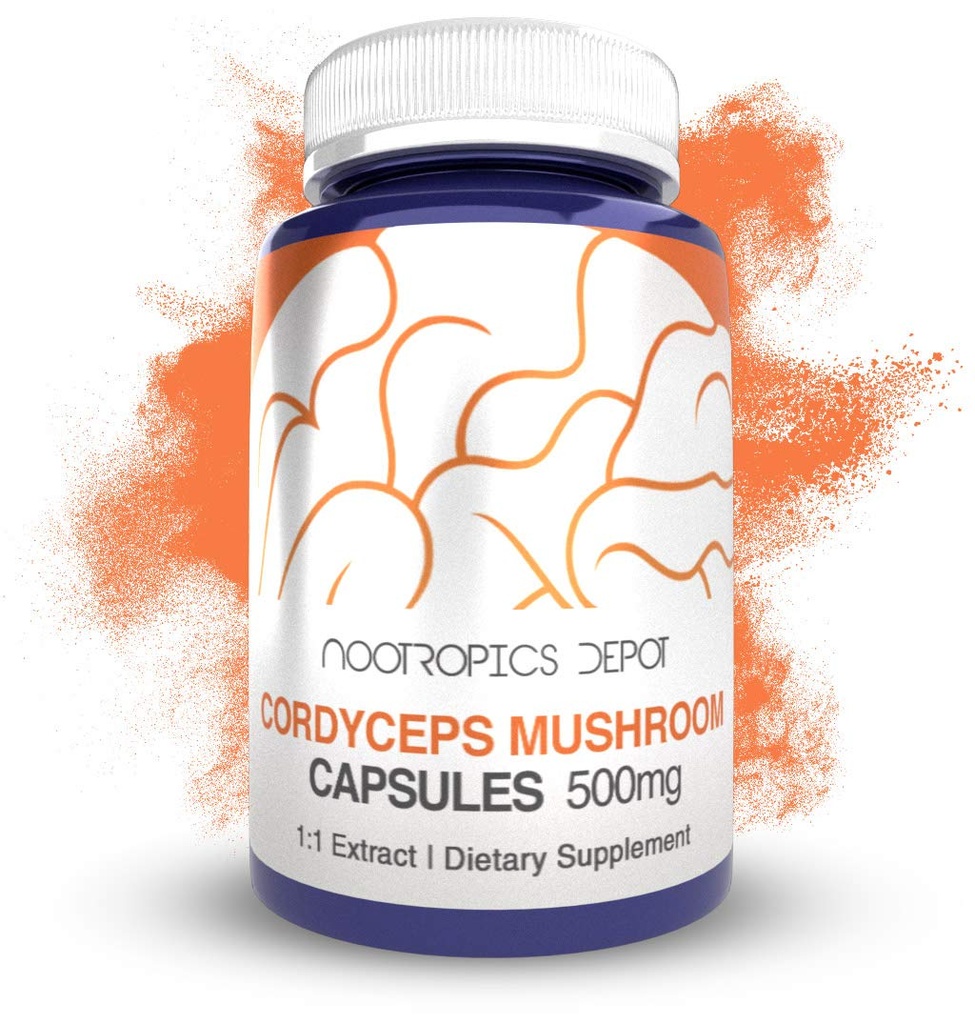 Nootropics Dépôt Cordyceps Capsules de Champignons: 500mg environ 60 Comte: Cordyceps militaris: tout le corps fruité Champignon Exracte: soutient le système immunitaire sain