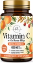 Supplément Vitamine C 1000mg - Extra force avec les bioflavonoïdes des hanches roses - Sans sucre Vitamine C Pilules à mâcher, Vit C de la nature pour le soutien immunitaire et la protection antioxydante - 120 comprimés à mâcher