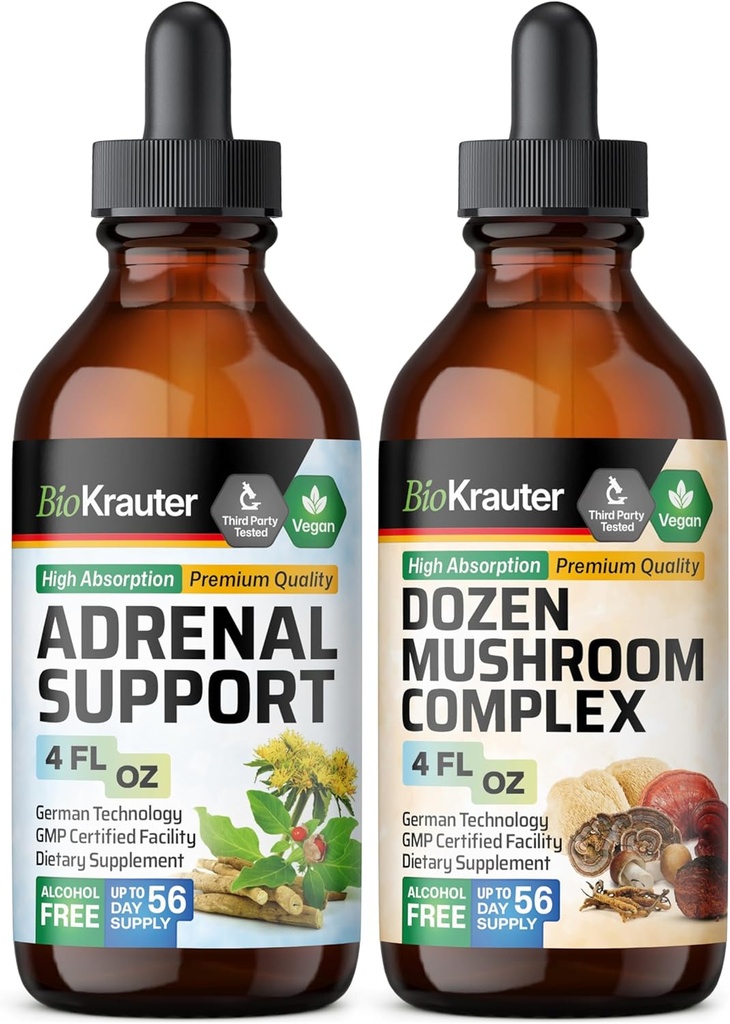 BIO KRAUTER Soutien adrénal Teinture 4 Fl. Oz. & Dozen Mushroom Teinture 4 Fl. Oz.