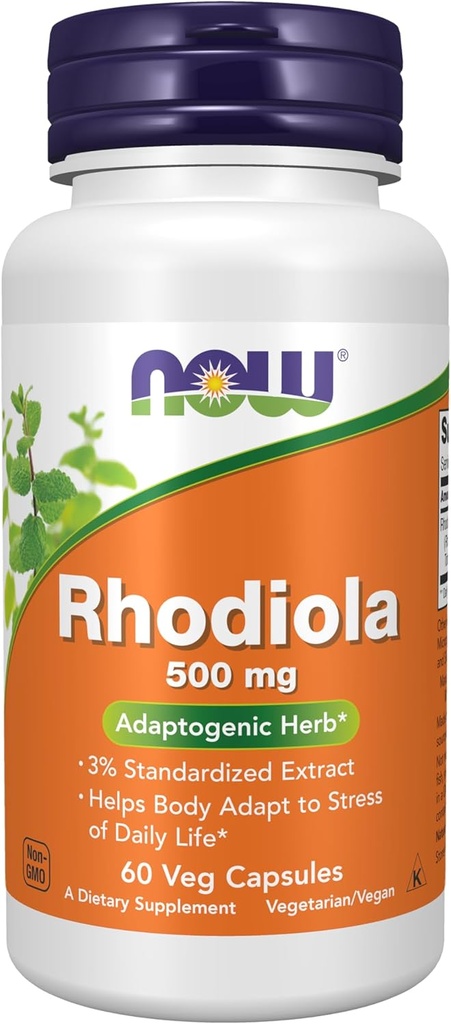 MAINTENANT ALIMENTAIRES Rhodiola 500MG Extrait 3PCT60 VCAP, 60 CT