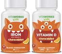 Enfants Fer 10mg + Vitamine C Chewables + Vitamine D3 1000 UI Chewables Bundle